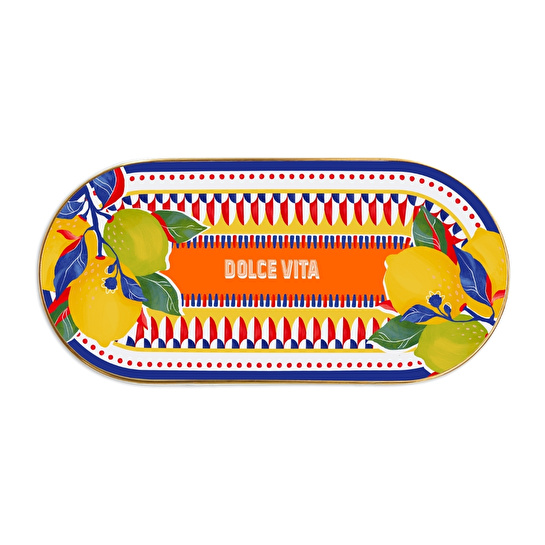 Baci Milano Dolce Vita Limon Oval Tepsi 11x24 cm Porselen
