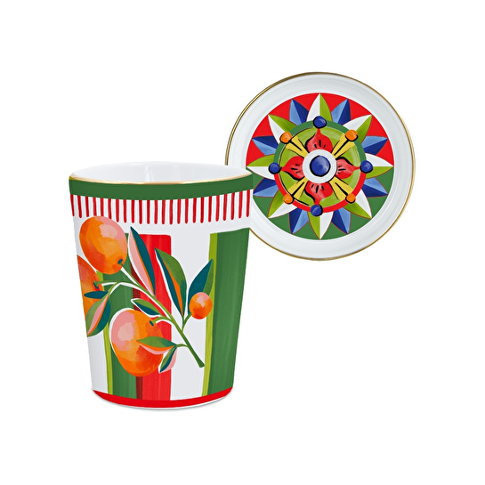 Baci Milano Dolce Vita Portakal Kapaklı Kupa 9 cm Porselen