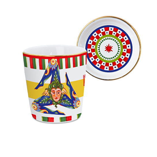 Baci Milano Dolce Vita Trinacria Kapaklı Espresso Fincanı 7 cm Porselen