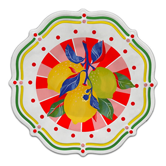 Baci Milano Dolce Vita Limon 6'lı Tatlı Tabağı 22 cm, Melamin