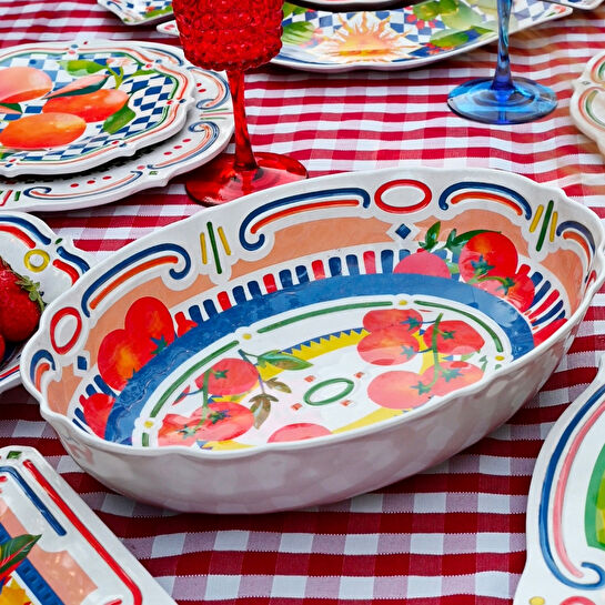 Baci Milano Dolce Vita Oval Servis Kasesi 33 cm, Melamin