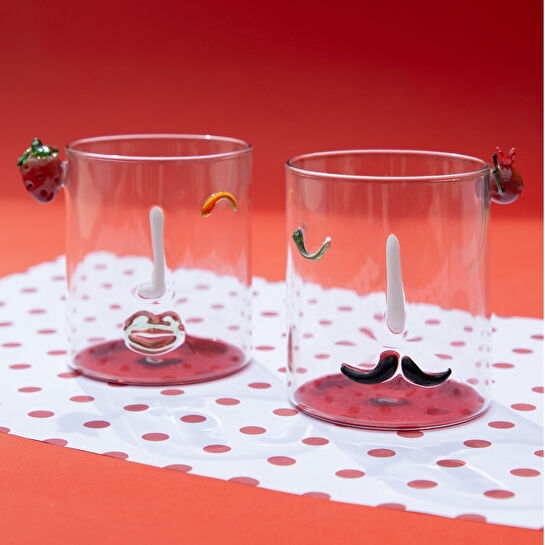 Baci Milano Romeo&Giulietta 2'li Bardak Seti Cam Kırmızı 370 ML