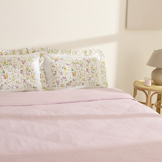 Karaca Home Dorian %100 Pamuk Fırfırlı Muslin Tek Kişilik Nevresim Takımı Pudra