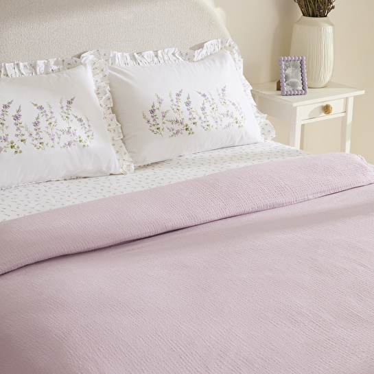 Karaca Home Luka %100 Pamuk Fırfırlı Müslin Çift Kişilik Nevresim Takımı Lila