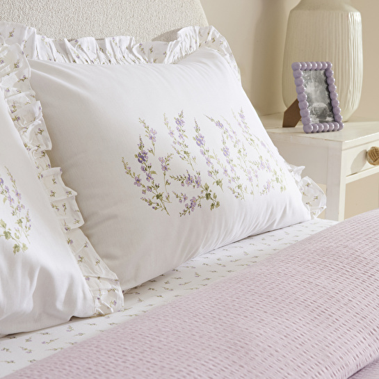 Karaca Home Luka %100 Pamuk Fırfırlı Müslin Çift Kişilik Nevresim Takımı Lila