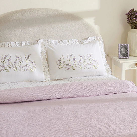 Karaca Home Luka %100 Pamuk Fırfırlı Müslin Tek Kişilik Nevresim Takımı Lila