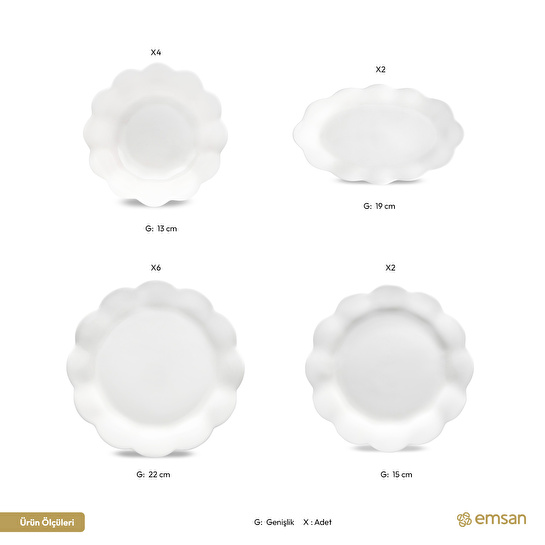 Emsan Bloom 14 Parça 6 Kişilik Kahvaltı Takımı Beyaz