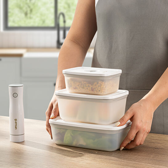 Emsan Freshlock Vakum Makineli 3'lü Saklama Kabı