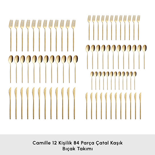 Karaca Camille 12 Kişilik 84 Parça Çatal Kaşık Bıçak Takımı
