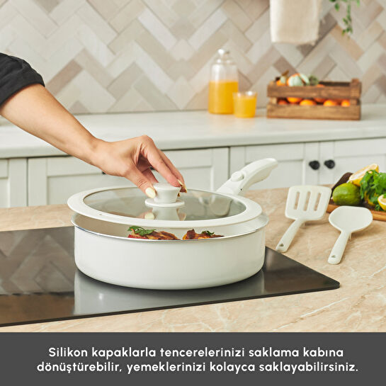 Karaca X Refika Swiss Crystal Easy Clip İndüksiyon Tabanlı 12 Parça Tencere Seti Pure White