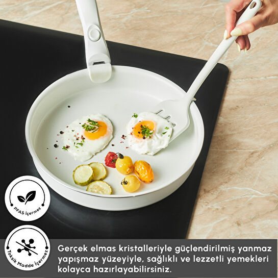 Karaca X Refika Swiss Crystal Easy Clip İndüksiyon Tabanlı 12 Parça Tencere Seti Pure White