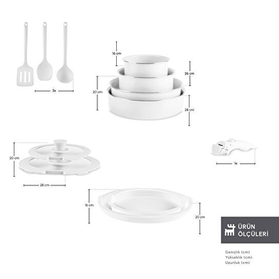 Karaca X Refika Swiss Crystal Easy Clip İndüksiyon Tabanlı 12 Parça Tencere Seti Pure White