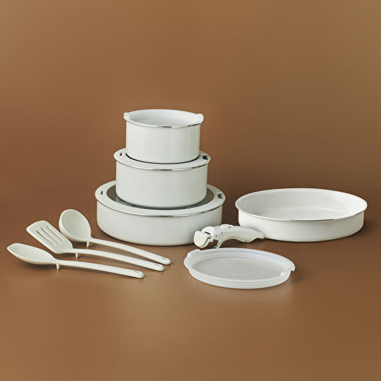 Karaca X Refika Swiss Crystal Easy Clip İndüksiyon Tabanlı 12 Parça Tencere Seti Pure White