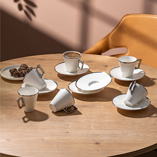 Emsan Zen 6'lı Kahve Fincan Takımı Platin 80 ml