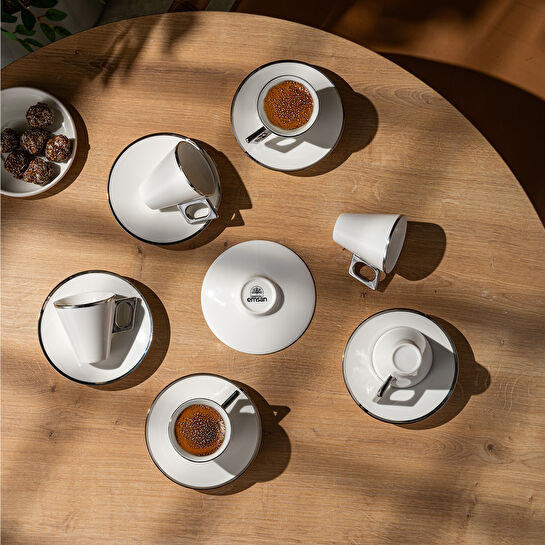 Emsan Zen 6'lı Kahve Fincan Takımı Platin 80 ml