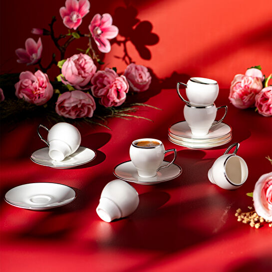 Emsan Florea 6'lı Kahve Fincan Takımı Platin 90 ml