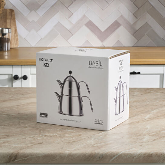 Karaca Babil Çaydanlık Takımı Siyah Midi