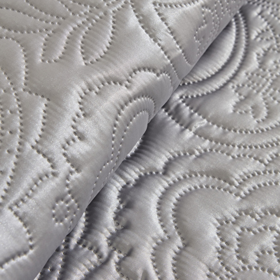 Kaşmir Home Anita Kristal Çift Kişilik Saten Yatak Örtüsü Takımı Gümüş