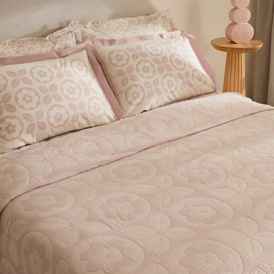Karaca Home Shayla Pembe Baskılı Müslin Pike Takımı