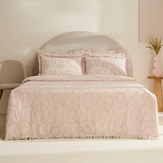 Karaca Home Shayla Pembe Baskılı Müslin Pike Takımı