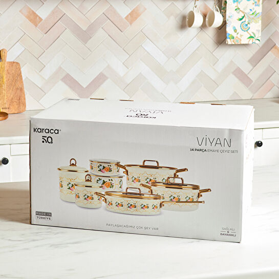 Karaca Viyan 14 Parça Tencere Seti, Baharat Takımı ve Saklama Kabı