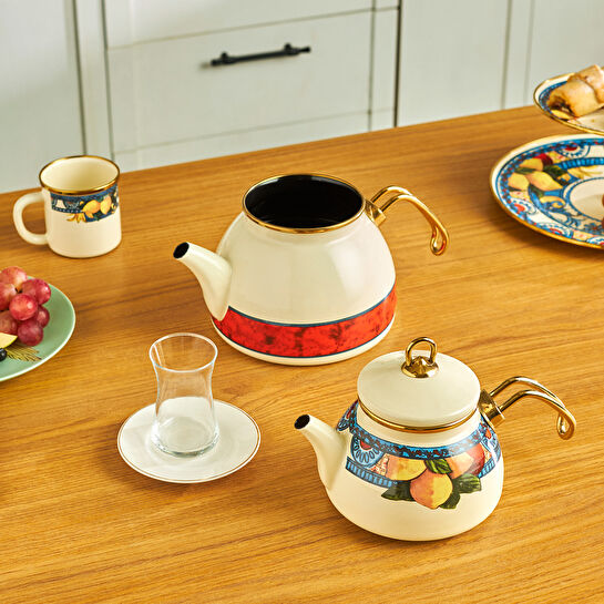 Karaca Amalfi Emaye Çaydanlık Takımı