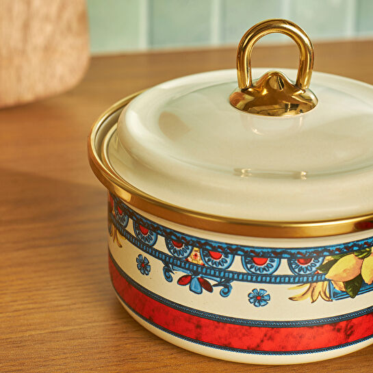 Karaca Amalfi Emaye 3'lü Büyük Boy Kavanoz Seti