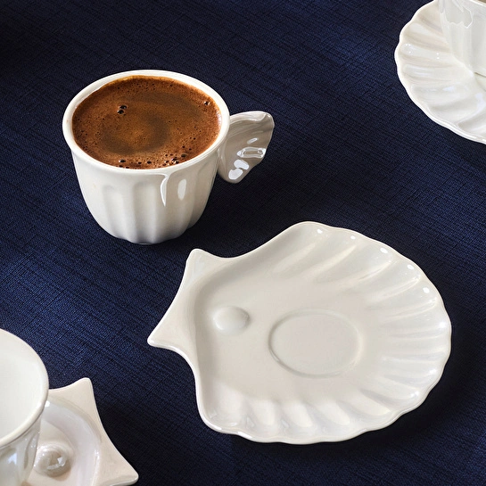 Karaca İstiridye Lüsterli 6 Kişilik Kahve Fincan Takımı 90 ml