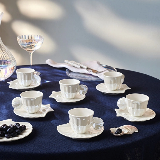 Karaca İstiridye Lüsterli 6 Kişilik Kahve Fincan Takımı 90 ml