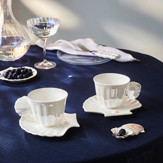 Karaca İstiridye Lüsterli 2 Kişilik Çay Fincan Takımı 200 ml