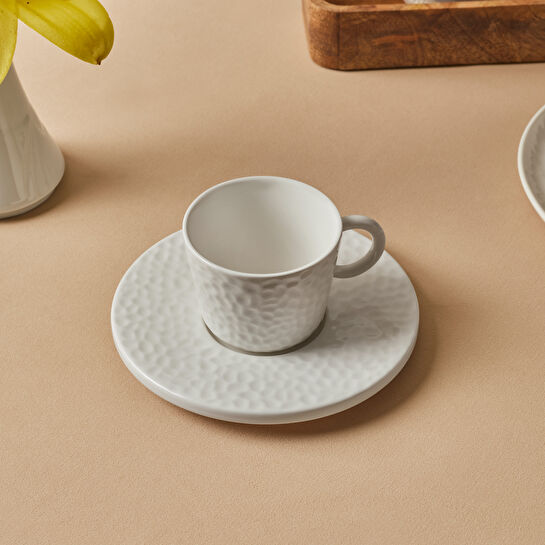 Karaca x Refika Bembeyaz Yuvarlak Tabaklı Çay Fincanı 200 ml