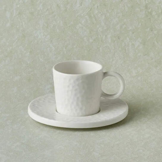 Karaca x Refika Bembeyaz Yuvarlak Tabaklı Kahve Fincanı 100 ml