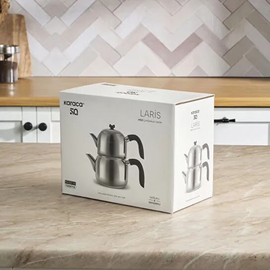 Karaca Laris Midi Boy İndüksiyon Tabanlı Çaydanlık Takımı Siyah