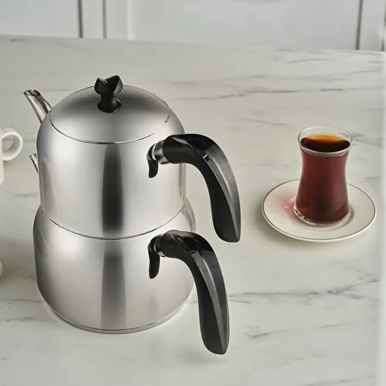 Karaca Laris Midi Boy İndüksiyon Tabanlı Çaydanlık Takımı Siyah