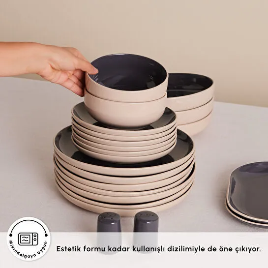 Karaca Earth Collection Terra 36 Parça 8 Kişilik Yemek Takımı Antrasit