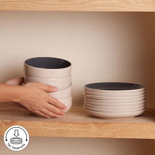 Karaca Earth Collection Terra 36 Parça 8 Kişilik Yemek Takımı Antrasit