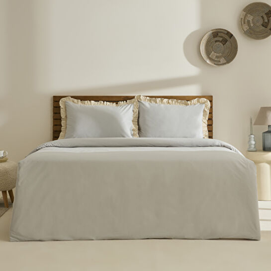 Kaşmir Home Lisa %100 Pamuk Çift Kişilik Nevresim Takımı Gri