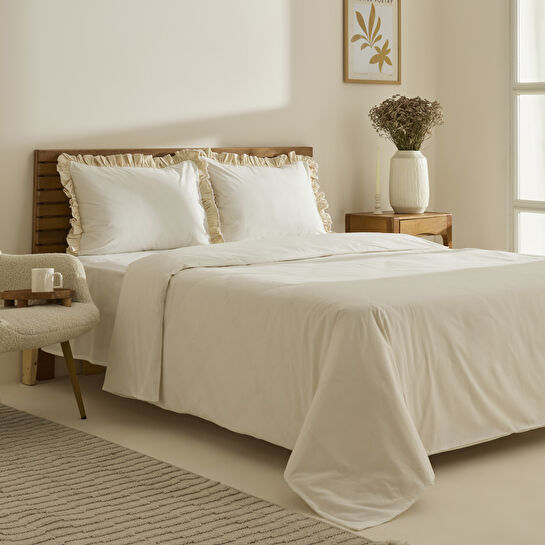 Kaşmir Home Lisa %100 Pamuk Çift Kişilik Nevresim Takımı Offwhite