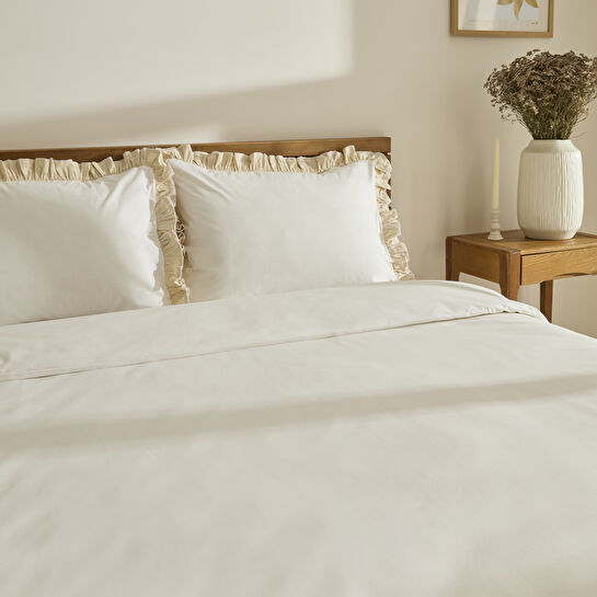 Kaşmir Home Lisa %100 Pamuk Çift Kişilik Nevresim Takımı Offwhite