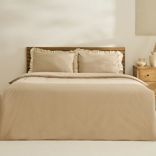 Kaşmir Home Lisa %100 Pamuk Çift Kişilik Nevresim Takımı Bej