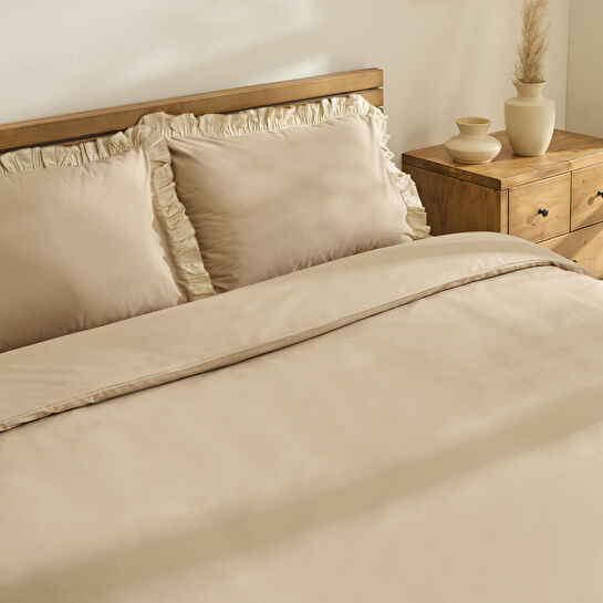 Kaşmir Home Lisa %100 Pamuk Çift Kişilik Nevresim Takımı Bej