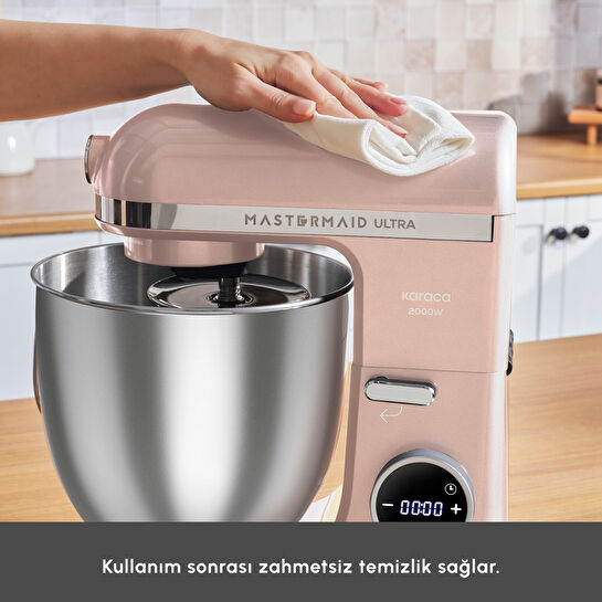 Karaca Mastermaid Chef Ultra D2000W Dijital Ekranlı Hamur Yoğurma Makinesi Pearly Pink 7L