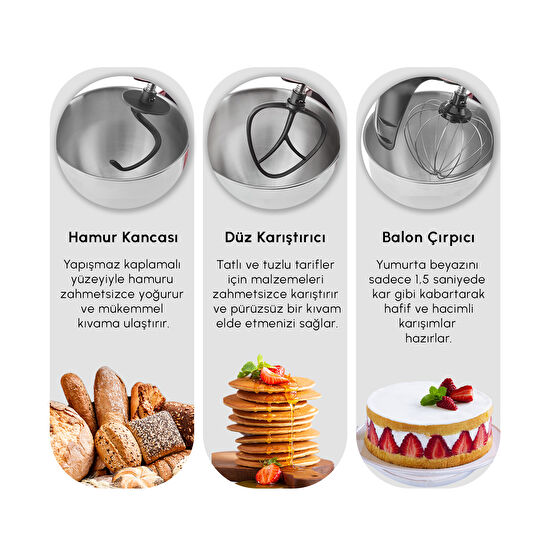 Karaca Mastermaid Chef Ultra D2000W Dijital Ekranlı Hamur Yoğurma Makinesi Silver 7L