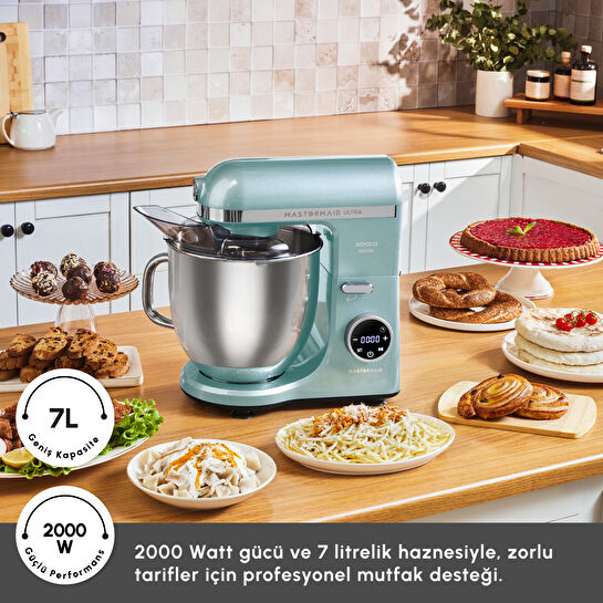 Karaca Mastermaid Chef Ultra D2000W Dijital Ekranlı Hamur Yoğurma Makinesi Tiffany 7L 