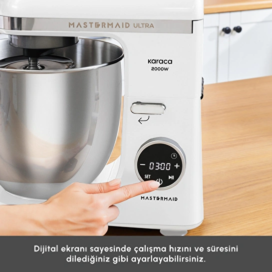 Karaca Mastermaid Chef Ultra D2000W Dijital Ekranlı Hamur Yoğurma Makinesi Matte White 7L