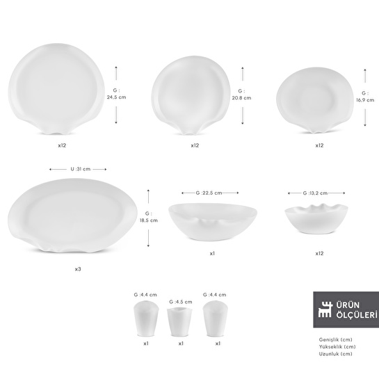 Karaca Earth Collection Crest 55 Parça 12 Kişilik Yemek Takımı