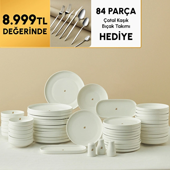 Karaca Stream Bone Sirius Gold Logo 53 Parça 12 Kişilik Yemek Takımı