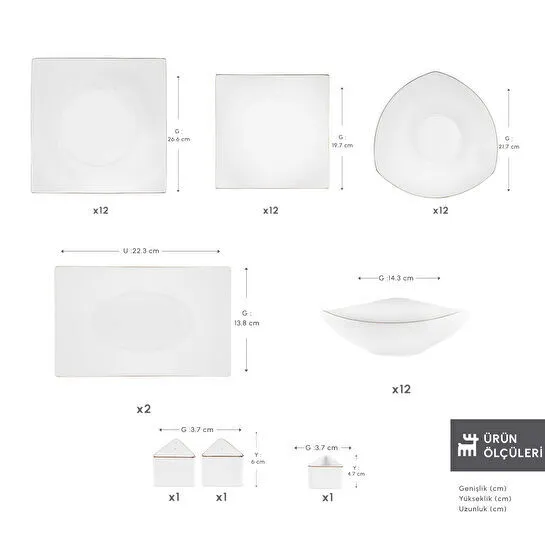 Karaca Stream Bone Jüpiter 53 Parça 12 Kişilik Yemek Takımı Gold