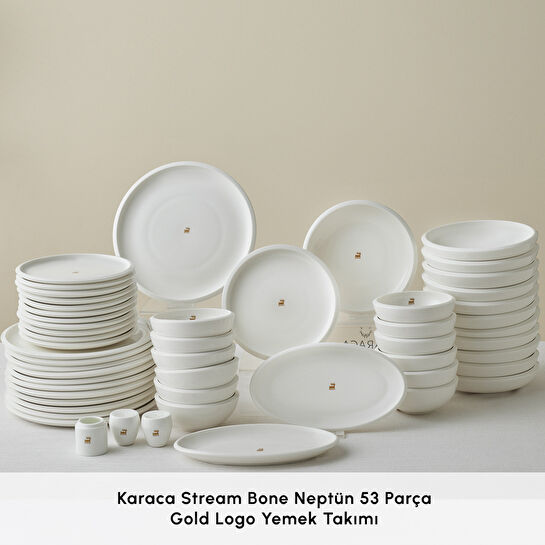 Karaca Stream Bone Neptun Gold Logo 53 Parça 12 Kişilik Yemek Takımı