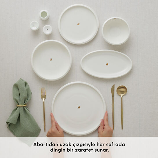 Karaca Stream Bone Neptun Gold Logo 53 Parça 12 Kişilik Yemek Takımı